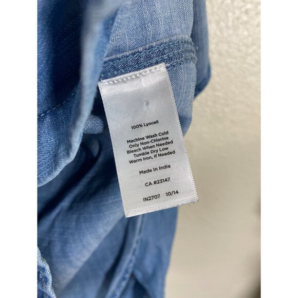 Talbots Blue Chambray Denim Button Up Long Sleeve Shirt Top Size Large Lyocell - Picture 6 of 16